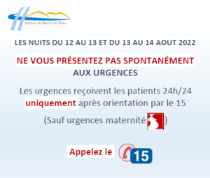 Adaptation du fonctionnement des urgences des Hôpitaux du Bassin de Thau pour les Nuits du 12 au 13 et du 13 au 14 août 2022